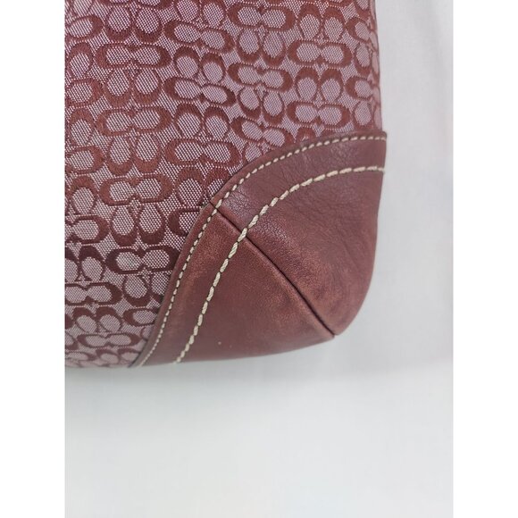 Coach Soho Signature Canvas Suede Shoulder Bag Burgundy Wine Western Country - Picture 11 of 16